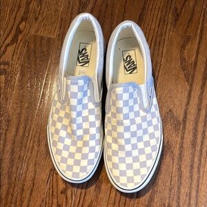 Men’s Vans Checkered Slip-On Shoes - White and Purple